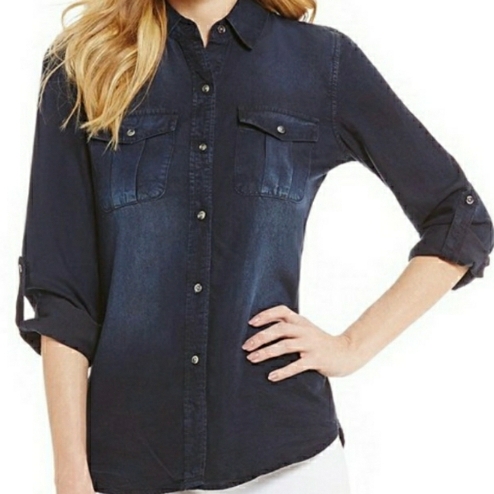 NWT Cremieux Jake Chambray Blouse